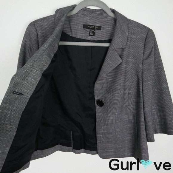 Louben Petite 8 Gray One Button Jacket - Picture 3 of 6